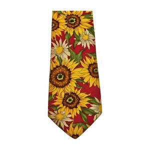 Tango by Max Raab Men Neck Tie Yellow Red Vintage 56" x 3" ¾ Cotton Made in USA